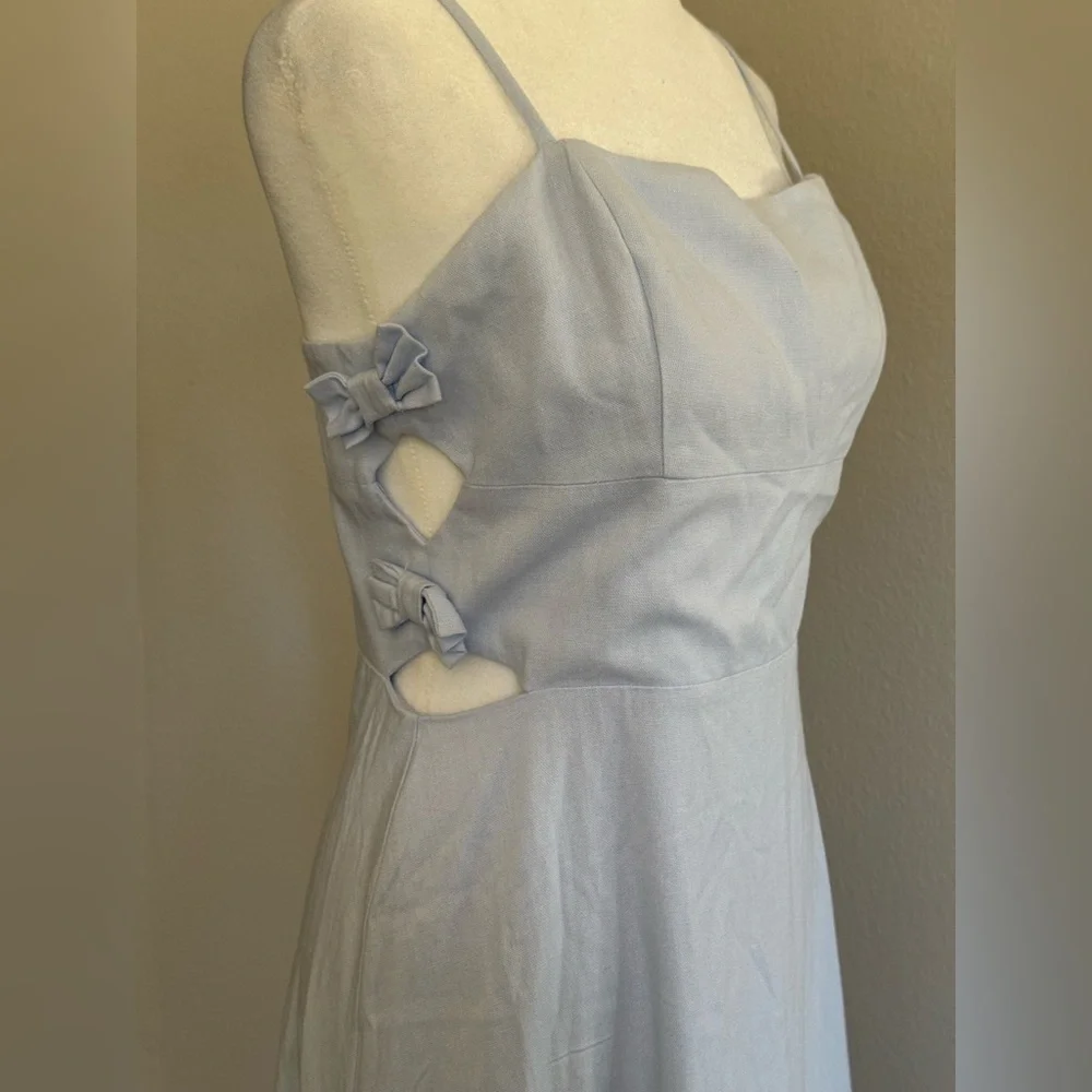 Wayf Women’s Sleeveless Linen Light Blue Midi Dress - Picture 5 of 5